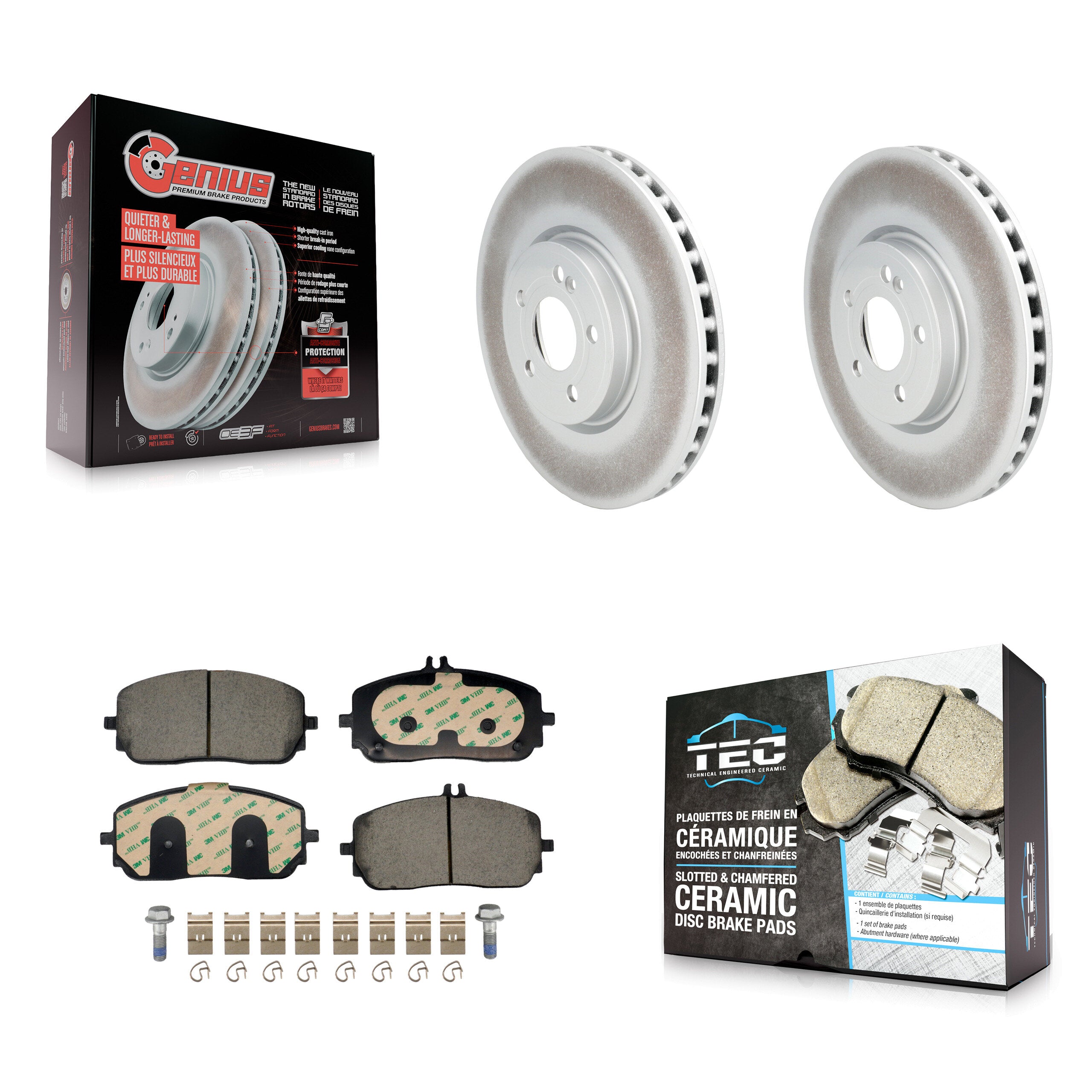 Front Coated Brake Rotor Ceramic Pad Kit For Mercedes-Benz GLB250 GLA250 A220 CLA250 A250 KGT-103463