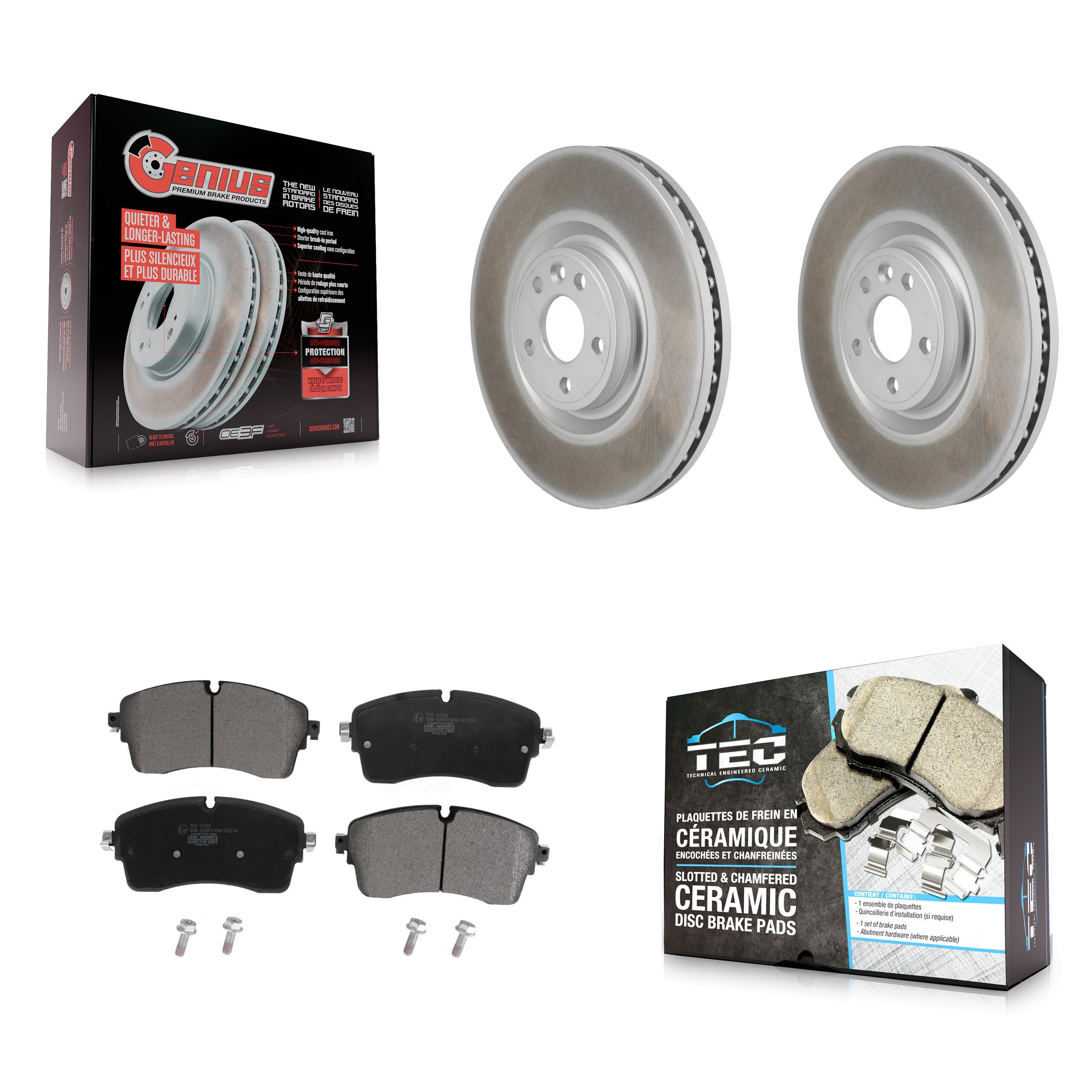 Front Coated Disc Brake Rotor & Ceramic Pad Kit For Land Rover Range Evoque Jaguar E-Pace KGT-103464