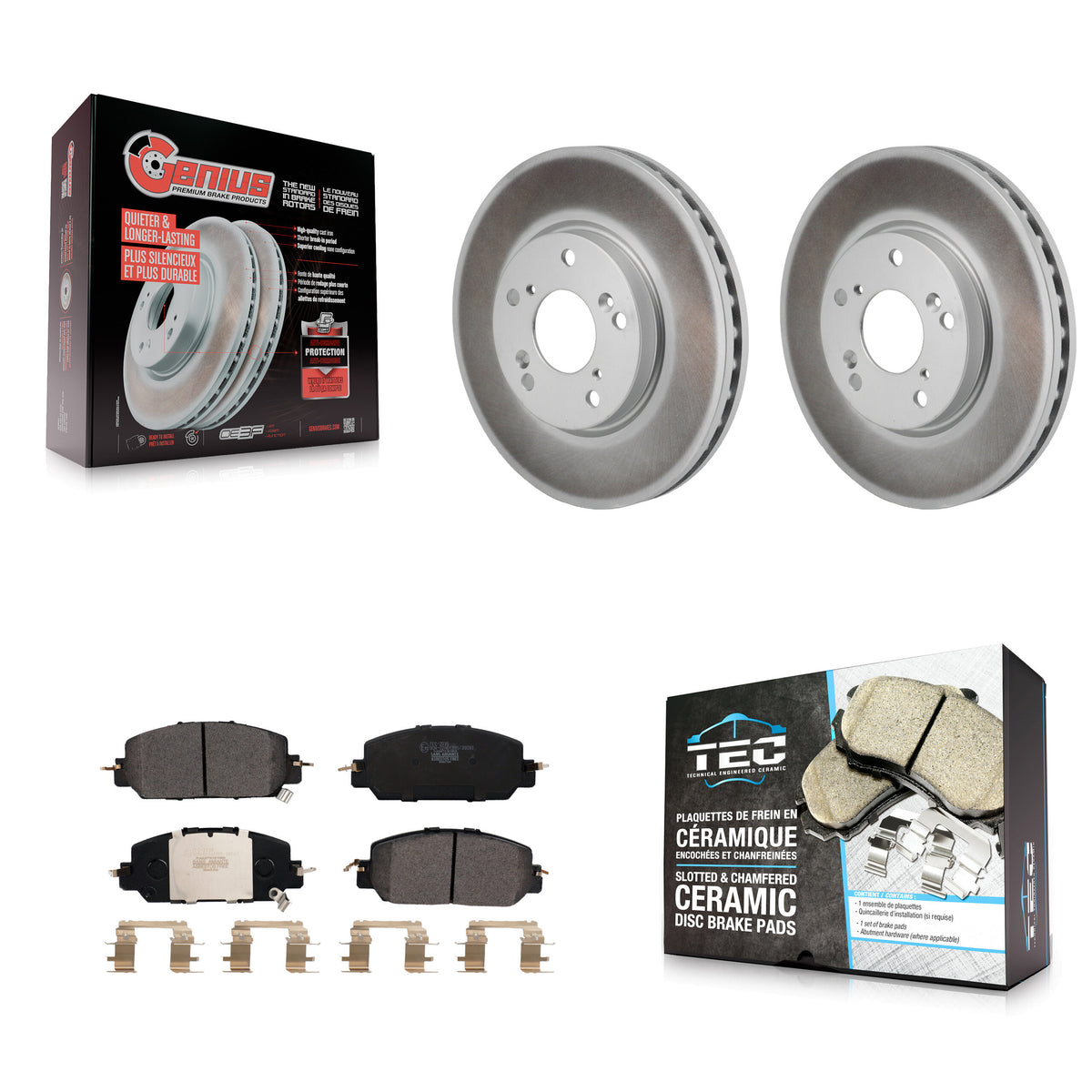 Front Coated Disc Brake Rotors And Ceramic Pads Kit For 2017-2021 Honda Clarity KGT-103467