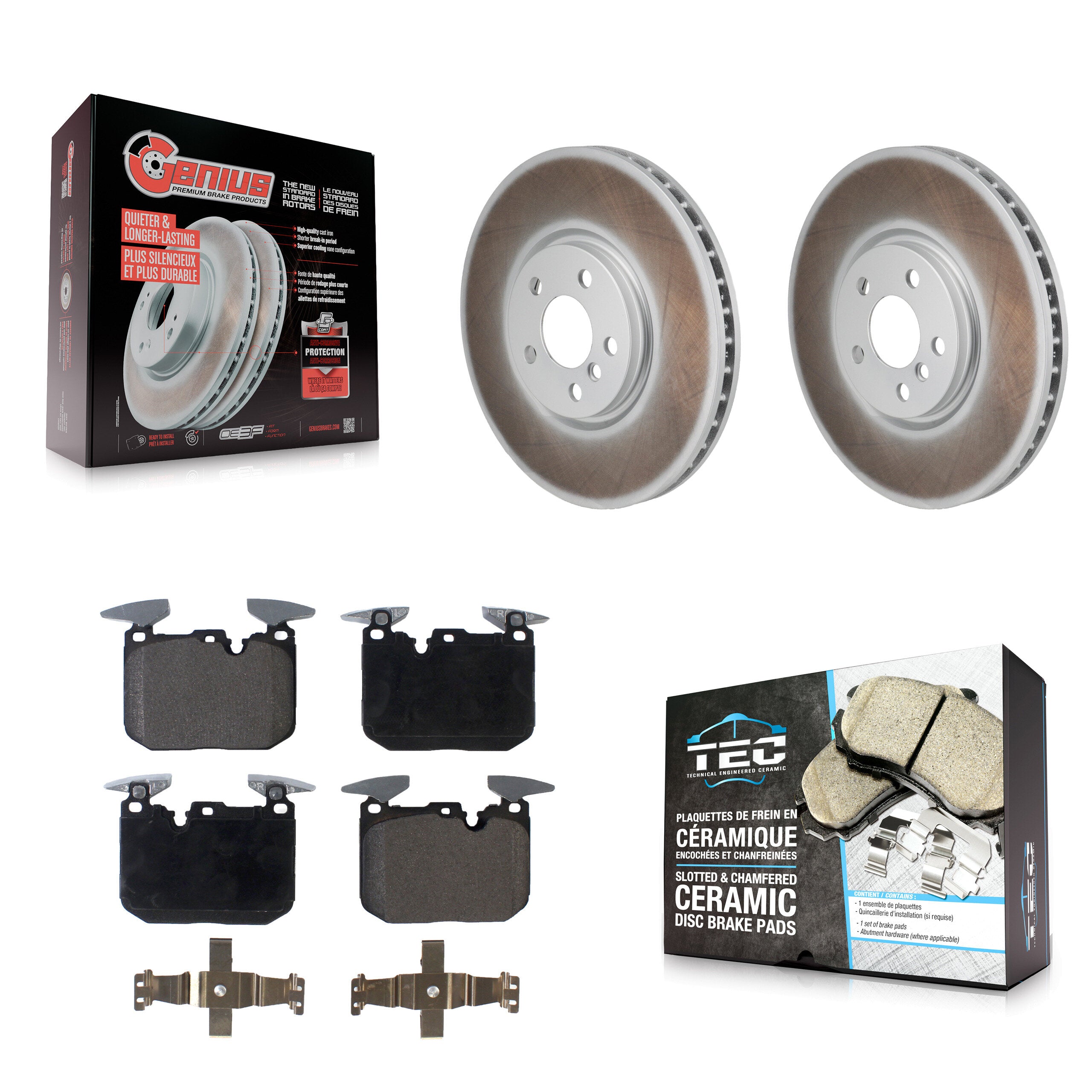Front Coated Disc Brake Rotor Ceramic Pad Kit For 2020-2022 Mini Cooper John Works KGT-103471