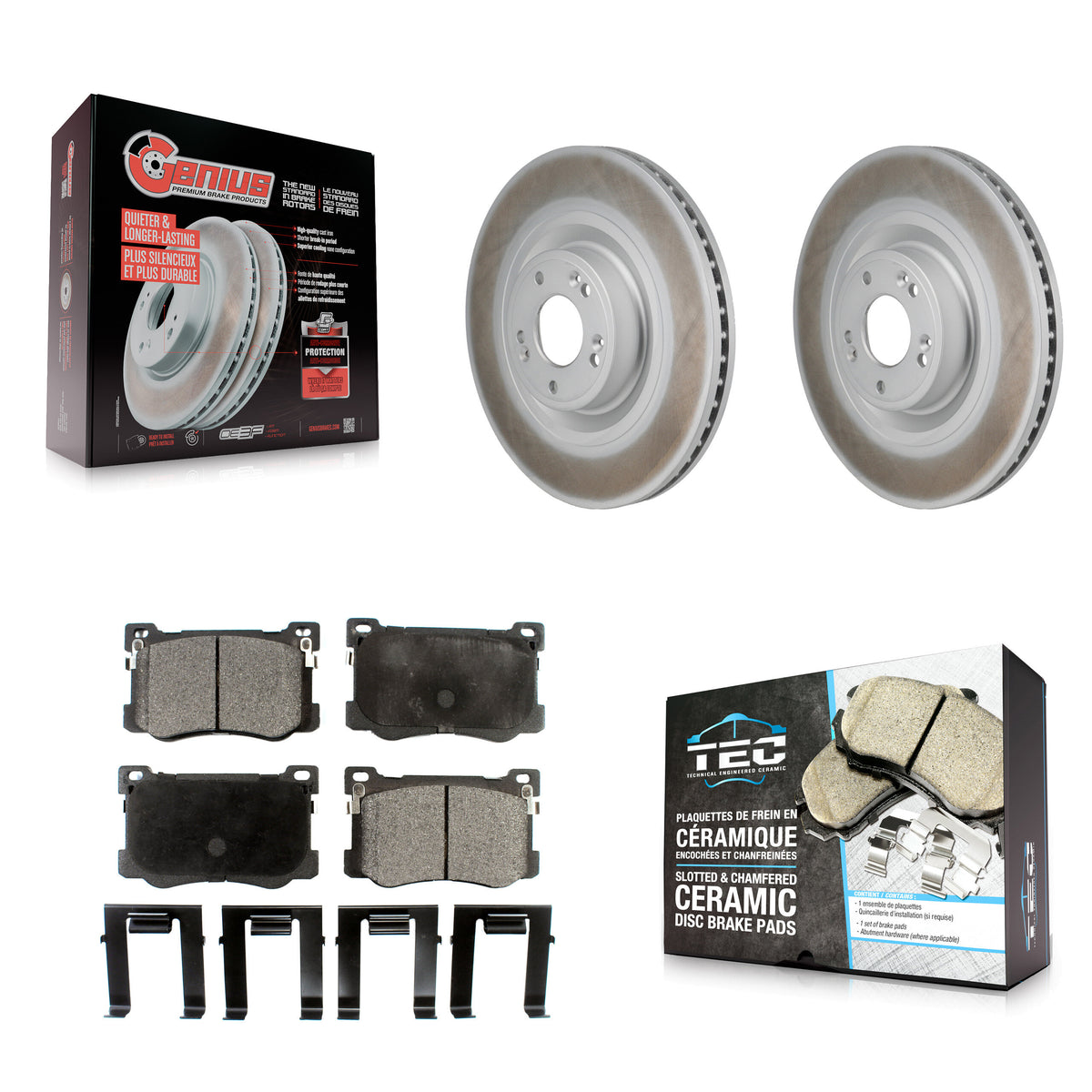 Front Coated Disc Brake Rotors And Ceramic Pads Kit For Hyundai Genesis G80 5.0L KGT-103473