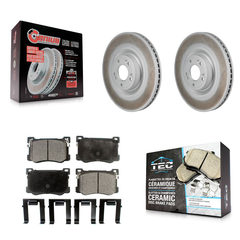 Front Coated Disc Brake Rotors And Ceramic Pads Kit For Hyundai Genesis G80 5.0L KGT-103473