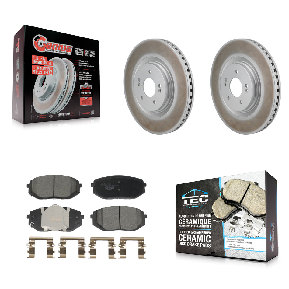 Front Coated Disc Brake Rotors And Ceramic Pads Kit For Hyundai Sonata Kia K5 KGT-103476