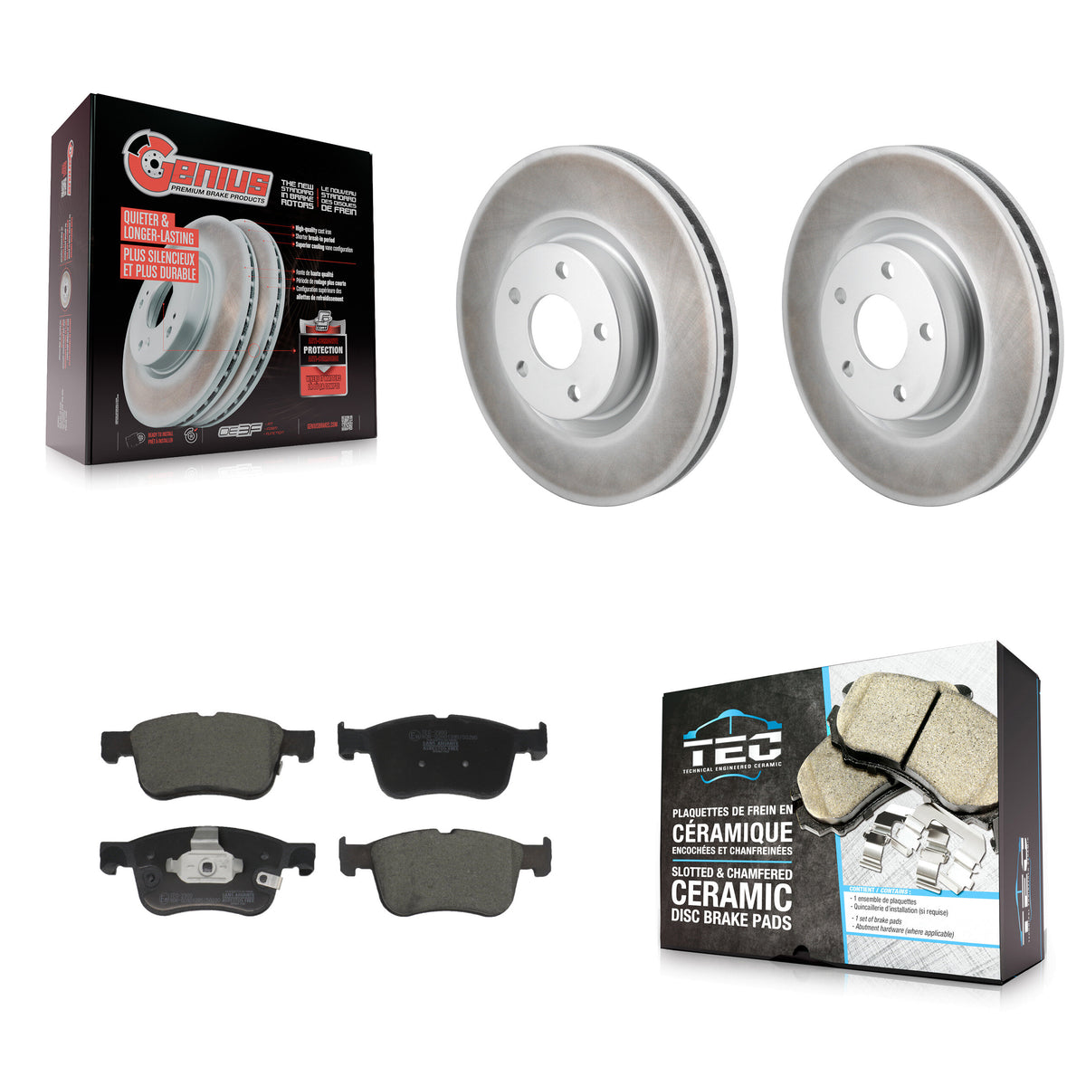 Front Coat Disc Brake Rotors Ceramic Pad Kit For Ford Escape Bronco Sport Lincoln Corsair KGT-103477