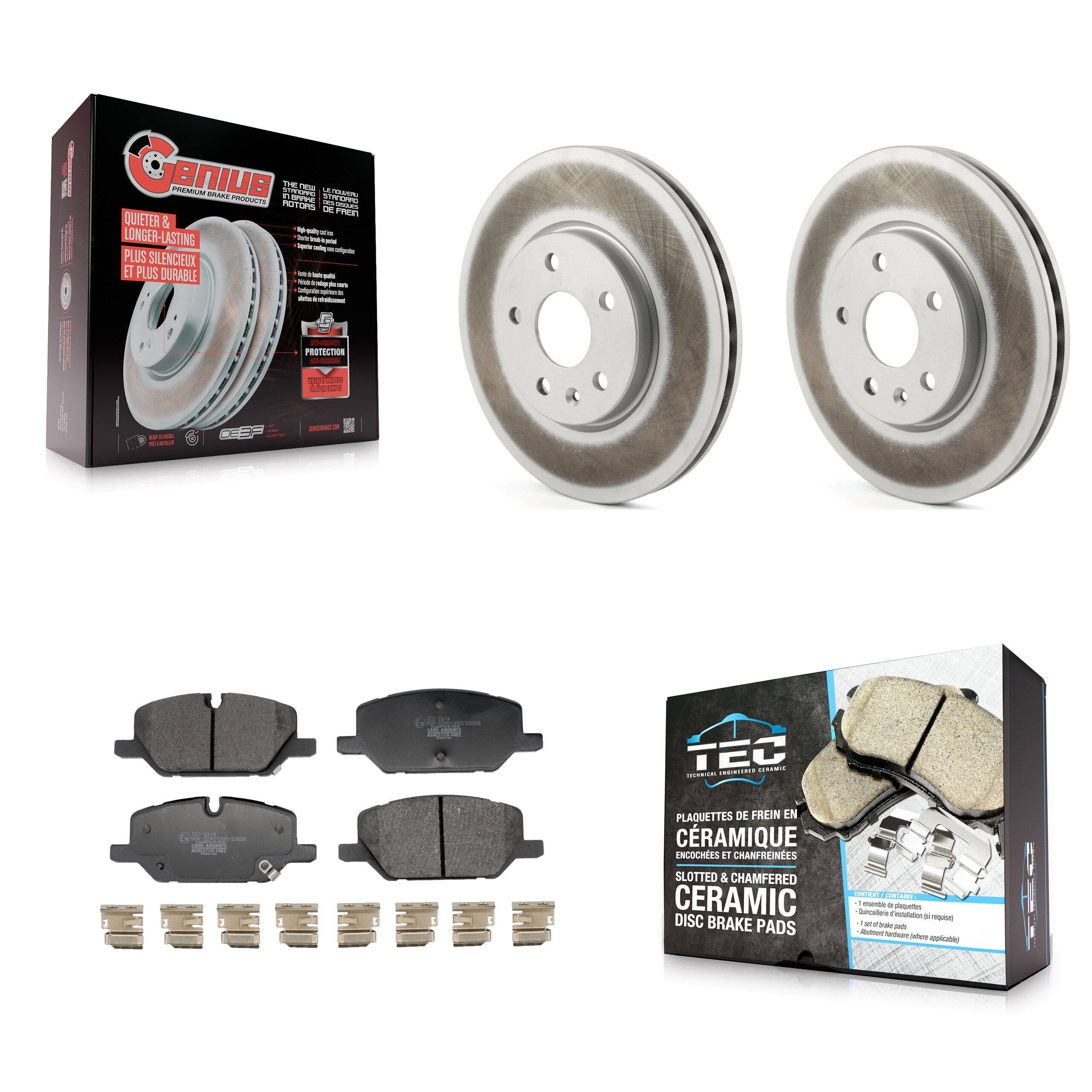 Front Coated Disc Brake Rotors And Ceramic Pads Kit For Buick Envision Cadillac XT4 KGT-103483