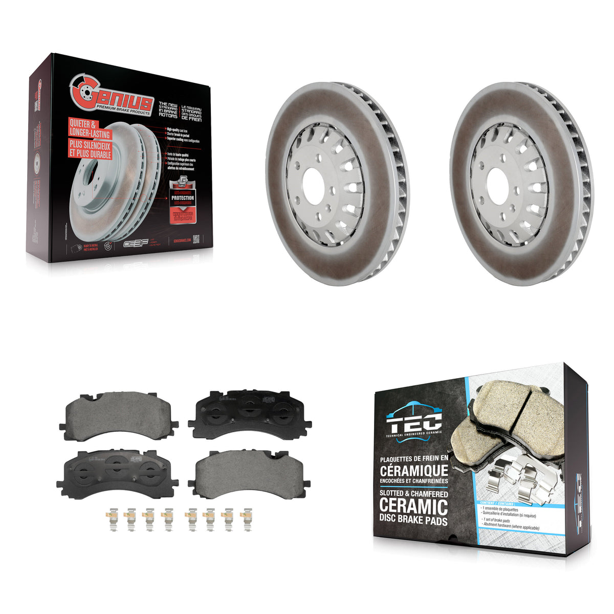 Front Coated Disc Brake Rotors And Ceramic Pads Kit For 2019-2021 Audi A8 Quattro 4.0L KGT-103484