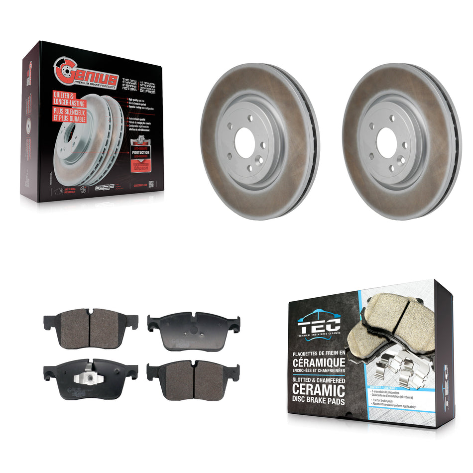 Front Coated Disc Brake Rotors And Ceramic Pads Kit For Jaguar XF KGT-103486