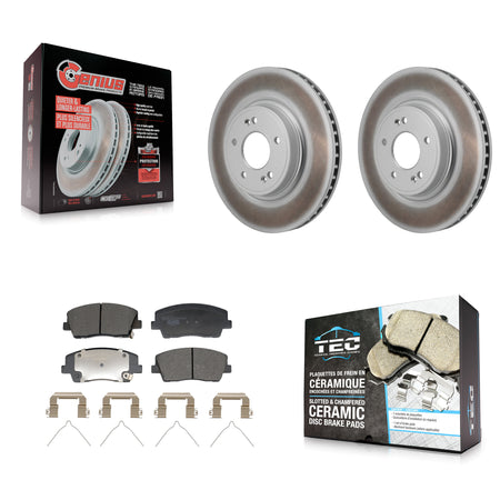 Front Coated Disc Brake Rotors And Ceramic Pads Kit For Genesis G70 Kia Stinger KGT-103499
