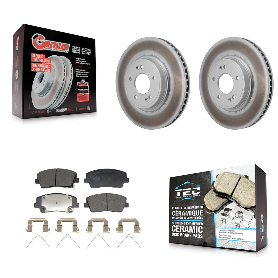 Front Coated Disc Brake Rotors And Ceramic Pads Kit For Genesis G70 Kia Stinger KGT-103499