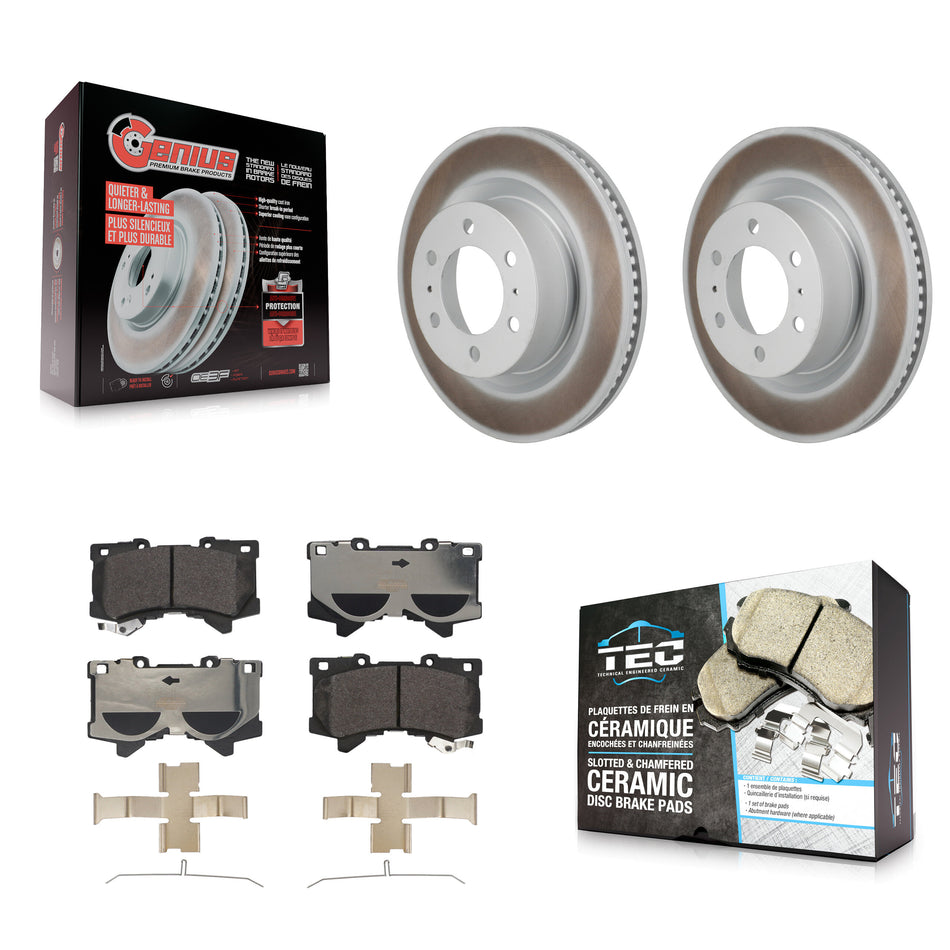 Front Coated Disc Brake Rotors And Ceramic Pads Kit For Toyota Tundra Lexus LX600 Sequoia KGT-103501