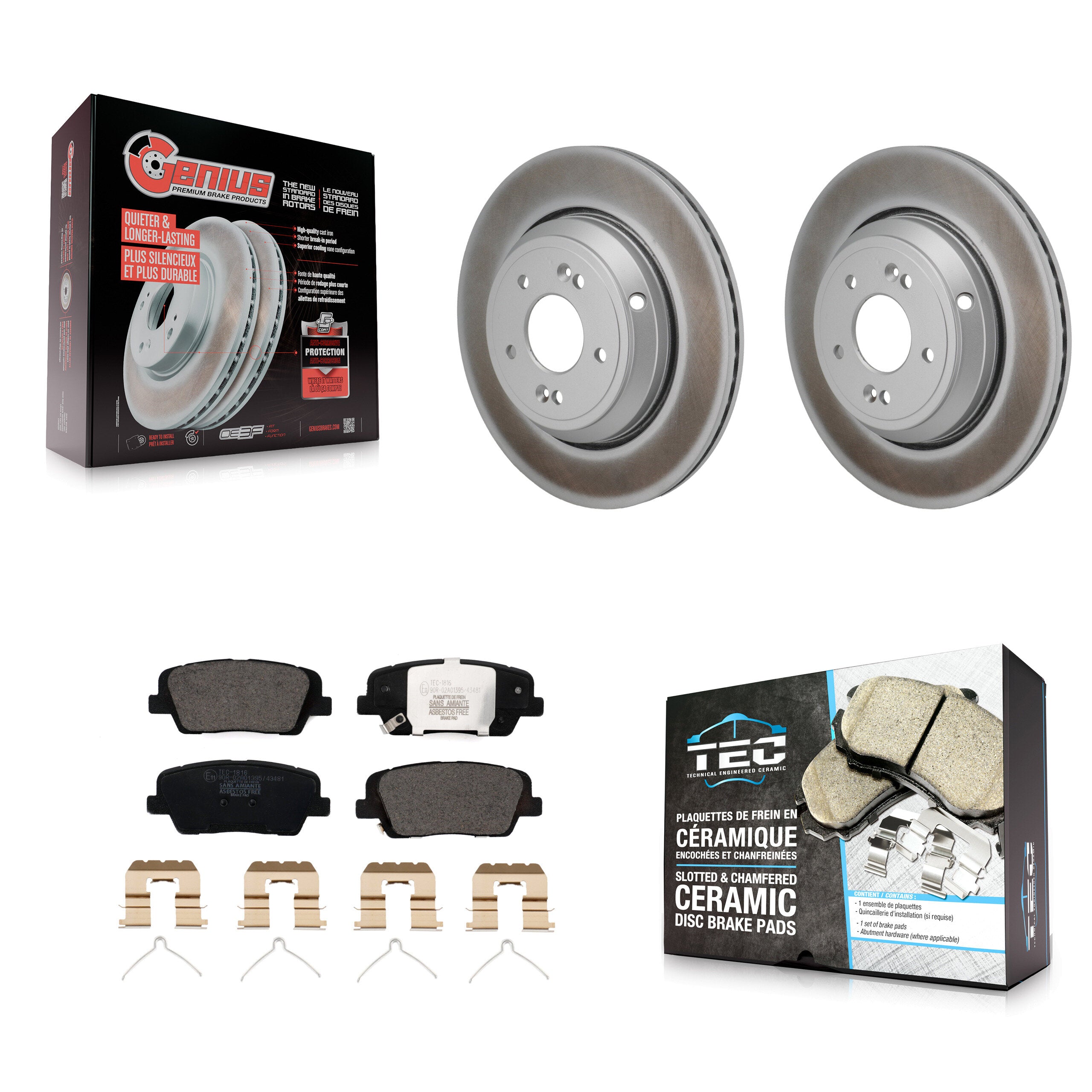 Rear Coated Disc Brake Rotors And Ceramic Pads Kit For Genesis G70 Kia Stinger G80 KGT-103516