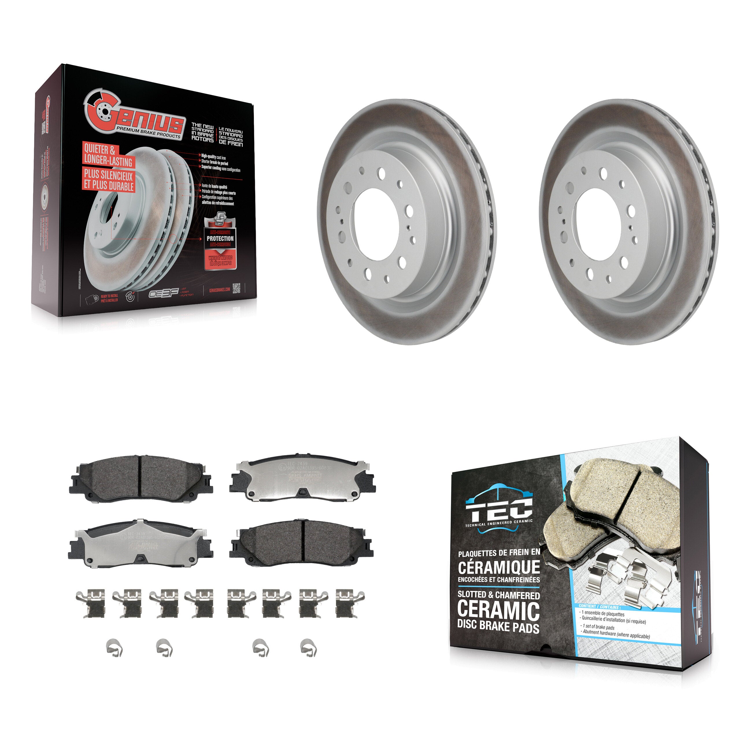 Rear Coated Disc Brake Rotors And Ceramic Pads Kit For Toyota Tundra Sequoia Lexus LX600 KGT-103524