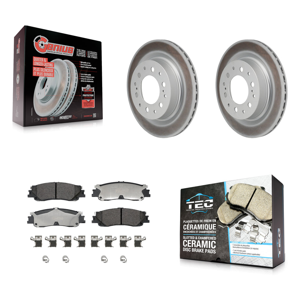 Rear Coated Disc Brake Rotors And Ceramic Pads Kit For Toyota Tundra Sequoia Lexus LX600 KGT-103524