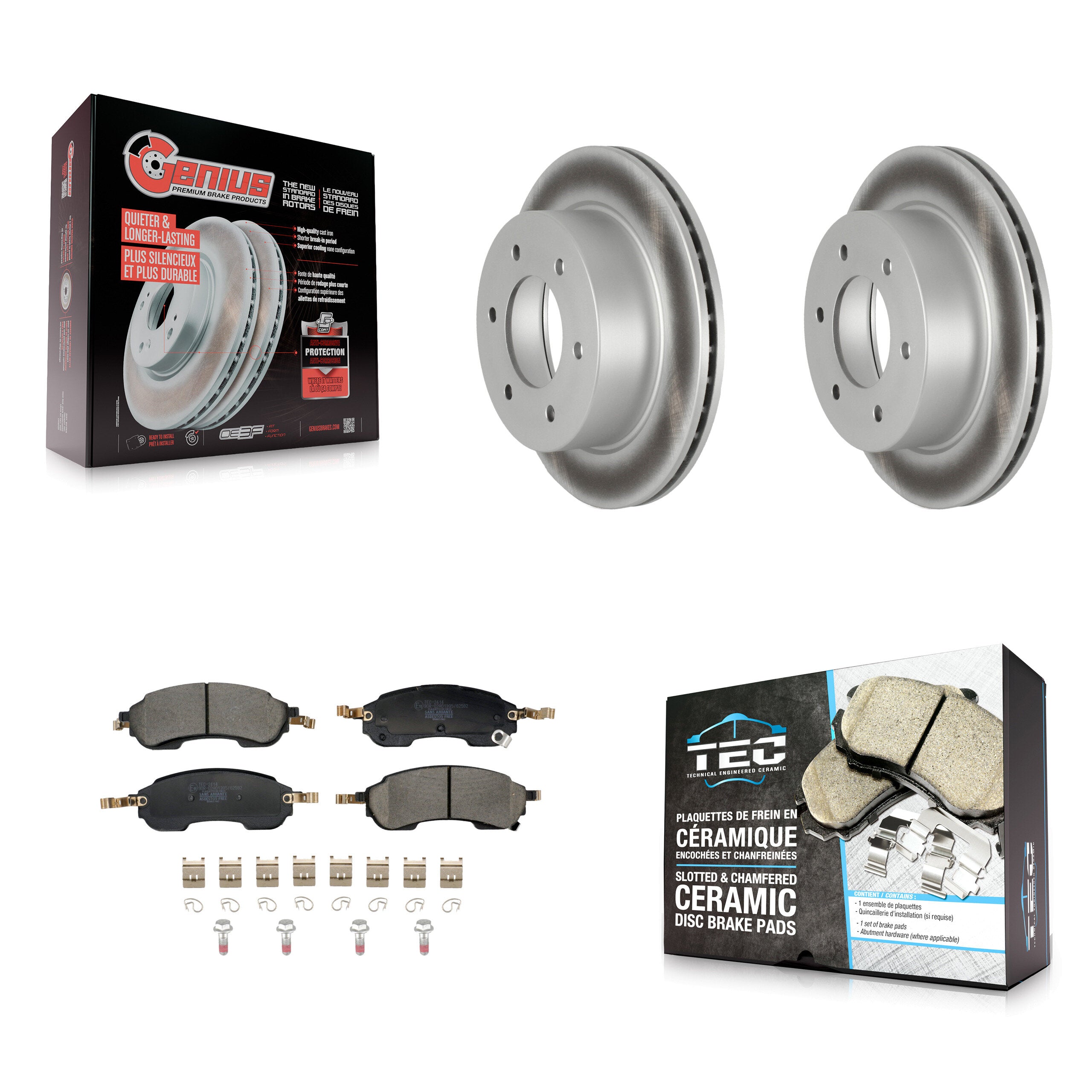 Rear Coated Disc Brake Rotors And Ceramic Pads Kit For Ford Bronco KGT-103525