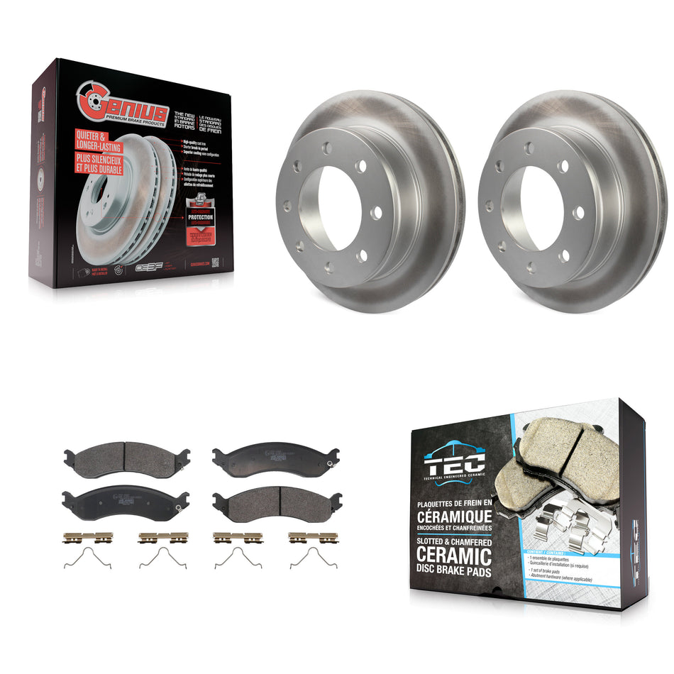Rear Coated Disc Brake Rotor & Ceramic Pad Kit For GMC Chevrolet Savana 2500 Express 3500 KGT-103527