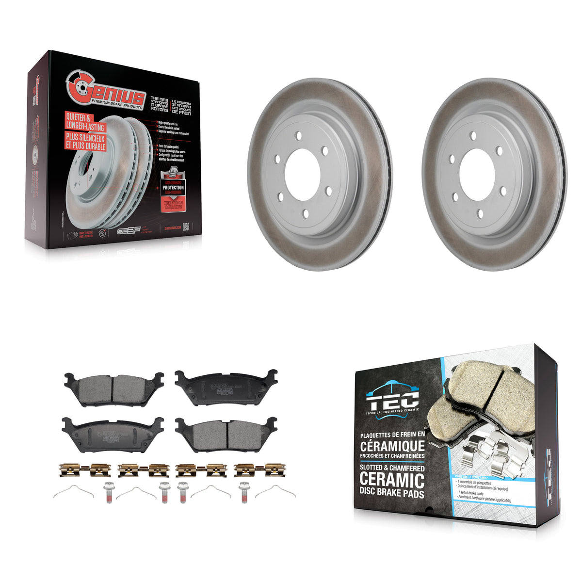 Rear Coated Disc Brake Rotors Ceramic Pad Kit For Ford F-150 Lightning Expedition Lincoln KGT-103533