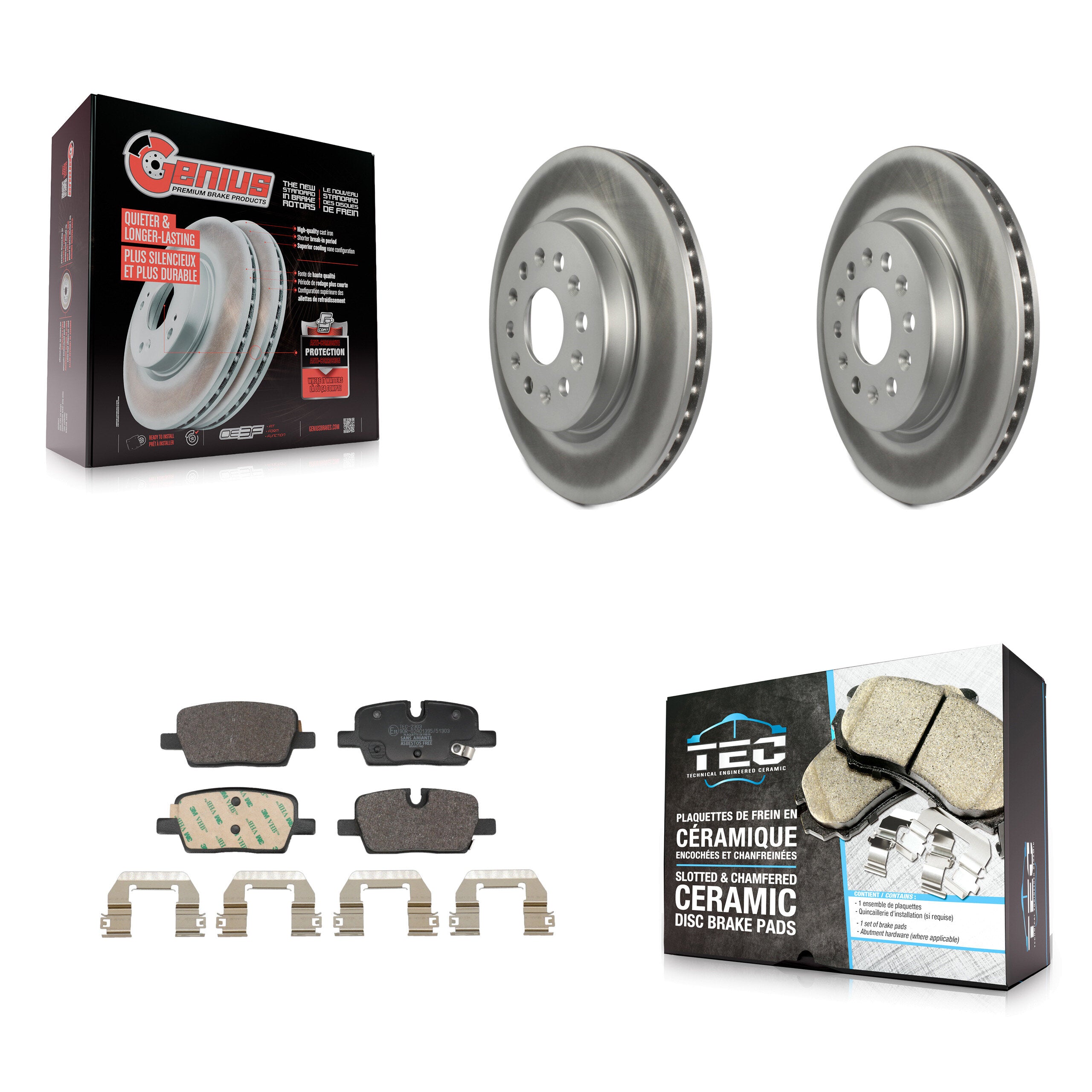 Rear Coated Brake Rotor Ceramic Pad Kit For Chevrolet Traverse Blazer Cadillac Equinox EV KGT-103544