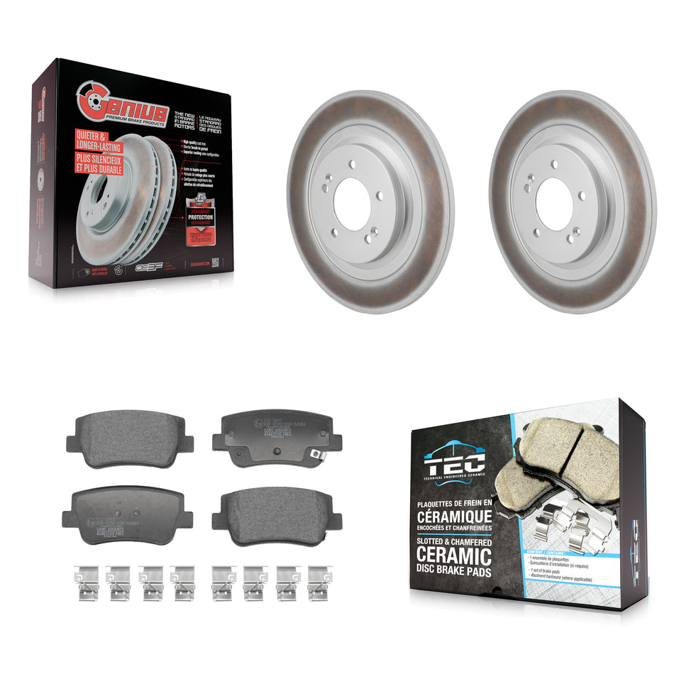 Rear Coated Disc Brake Rotors And Ceramic Pads Kit For Hyundai Sonata Kia K5 KGT-103554