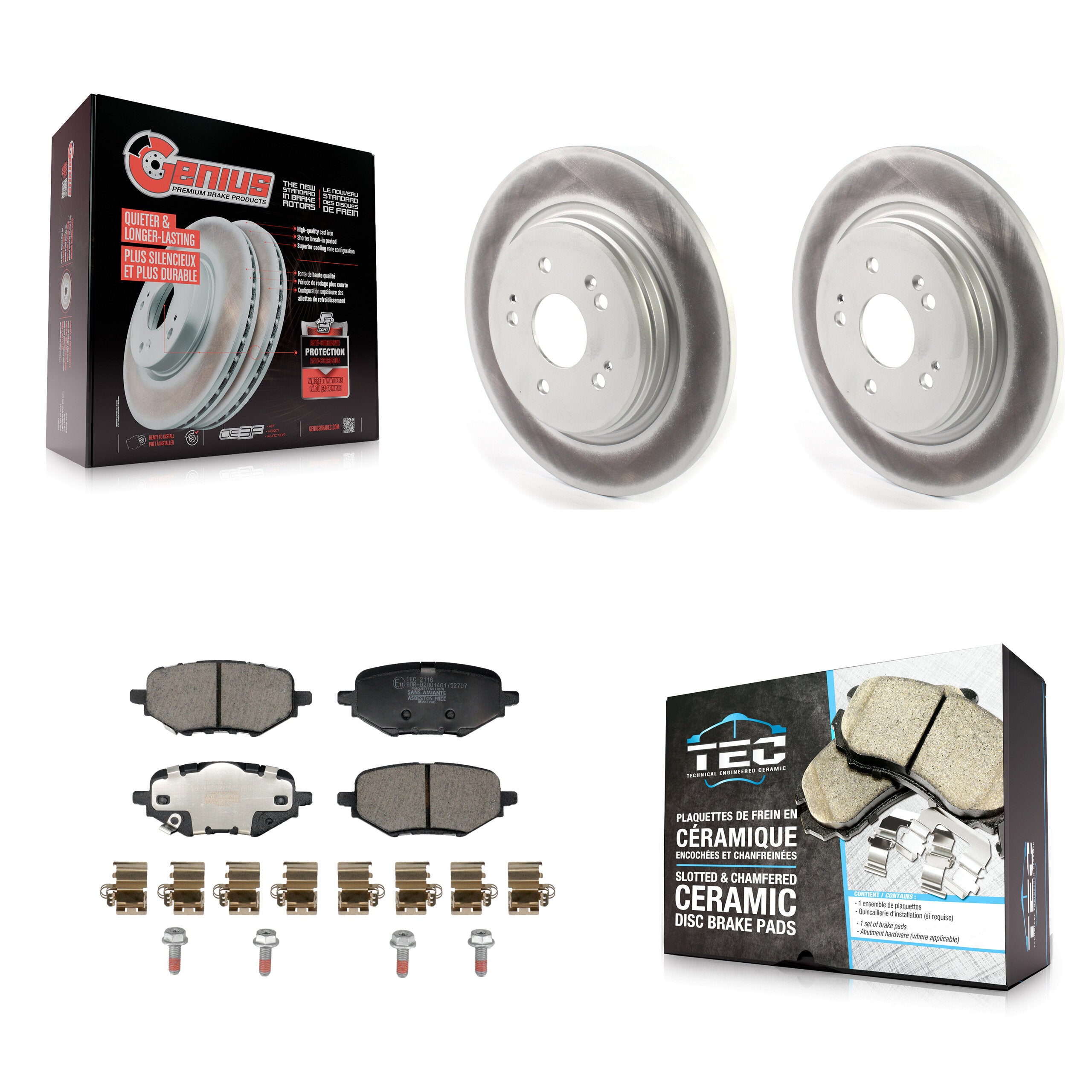 Rear Coated Disc Brake Rotors And Ceramic Pads Kit For Honda HR-V Clarity KGT-103567