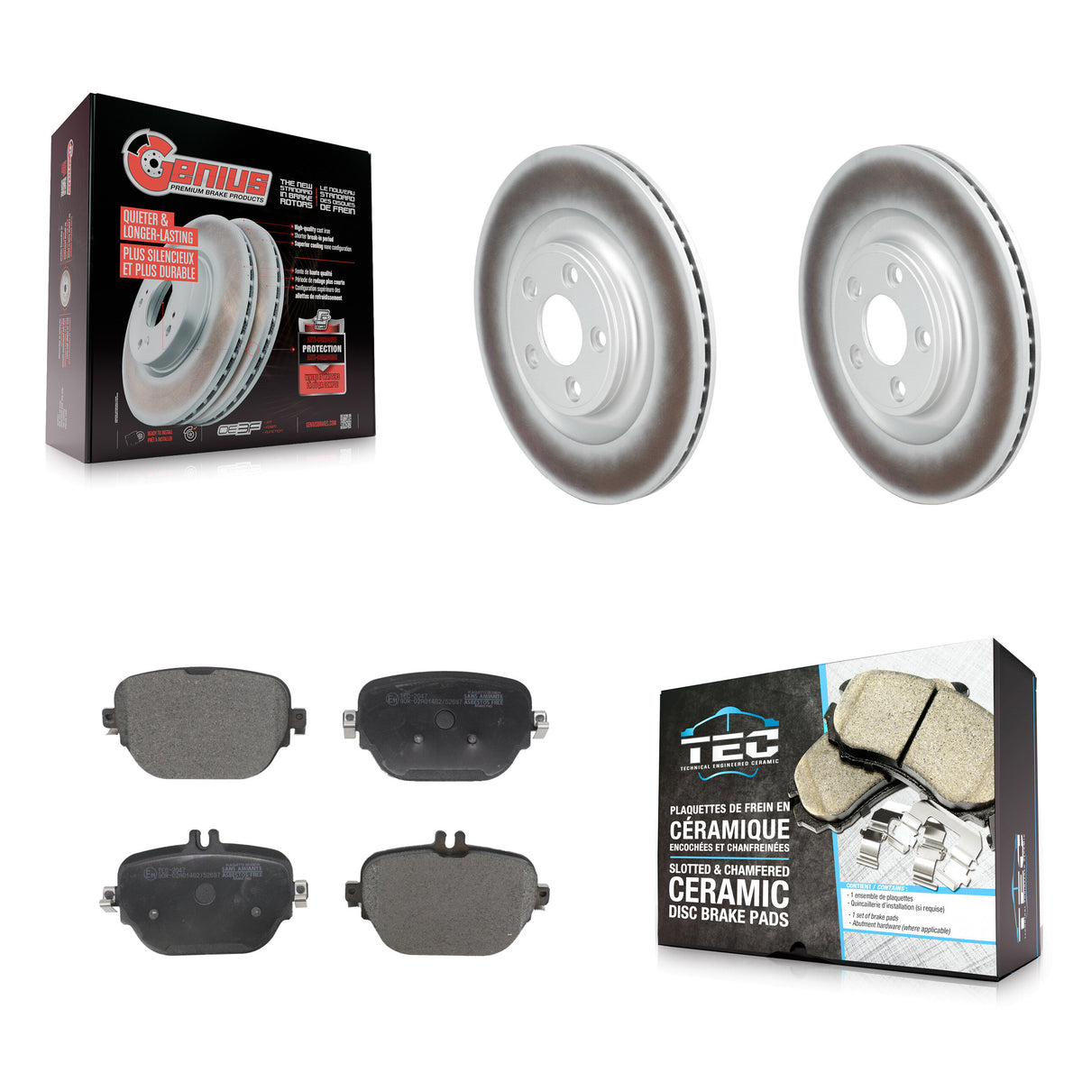 Rear Coat Disc Brake Rotors Ceramic Pad Kit For Mercedes-Benz E400 E450 E53 AMG E43 CLS53 KGT-103574