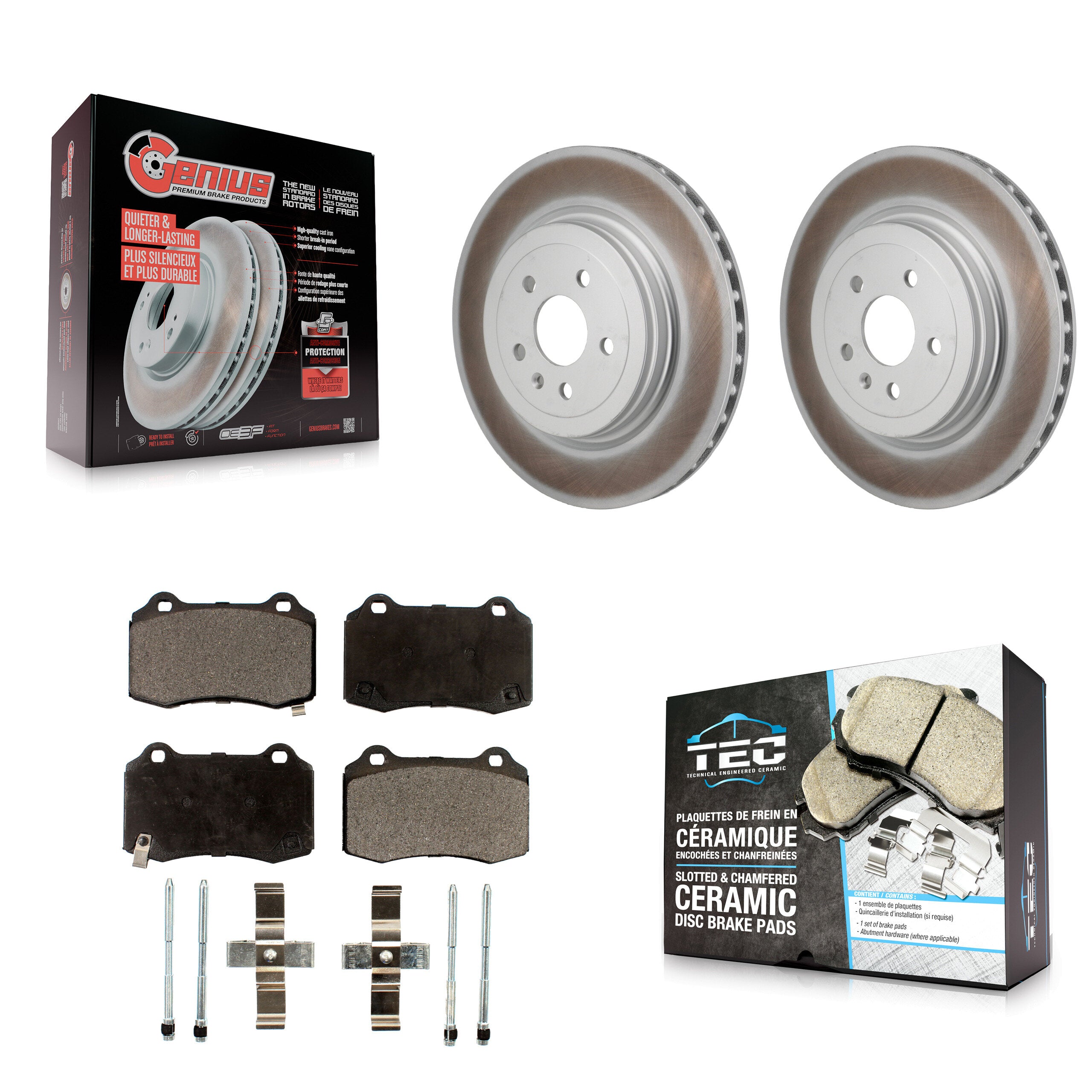 Rear Coated Disc Brake Rotors And Ceramic Pads Kit For Tesla S KGT-103575