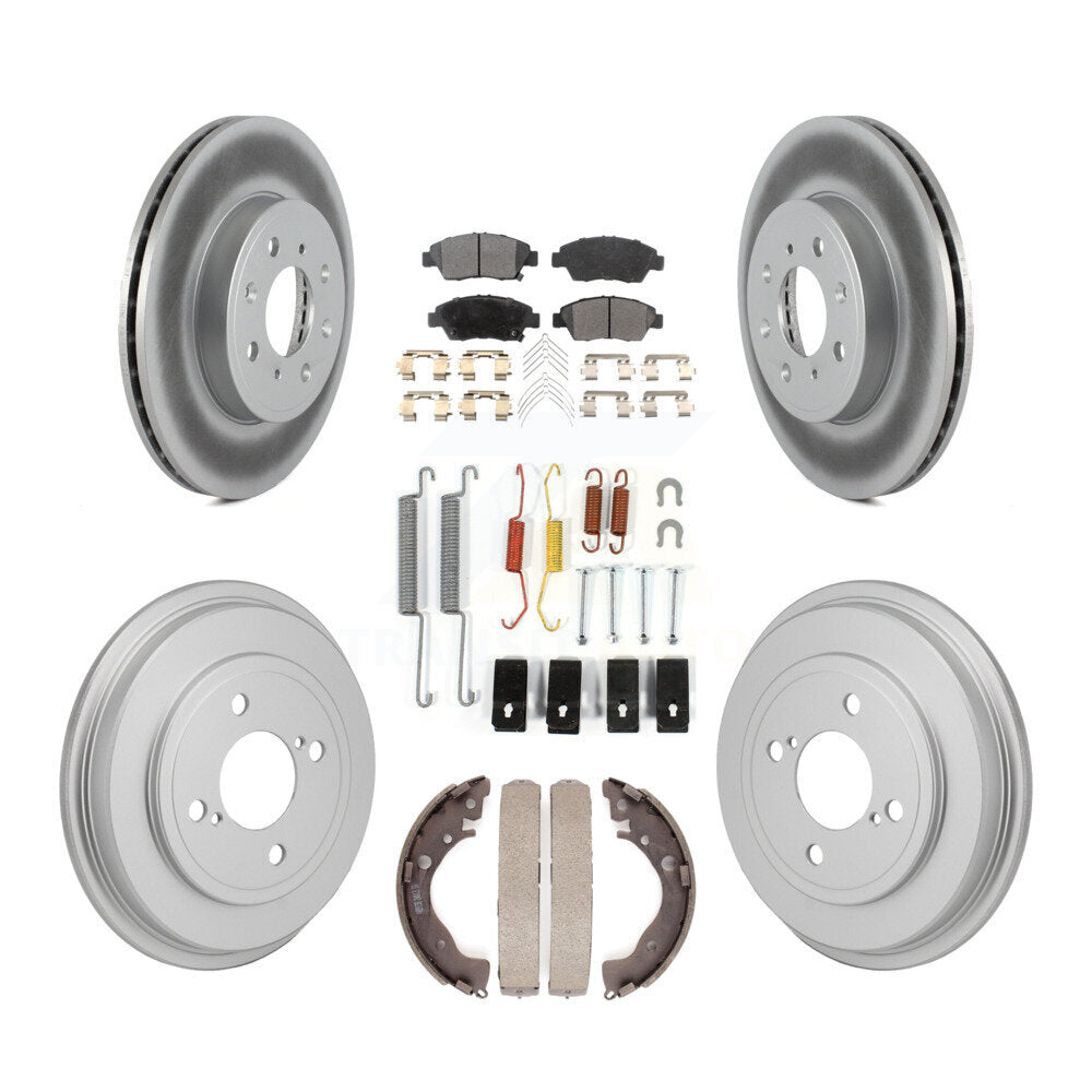 Front Rear Coated Disc Brake Rotor Ceramic Pad And Drum Kit (7Pc) For 2015-2020 Honda Fit KGT-103578