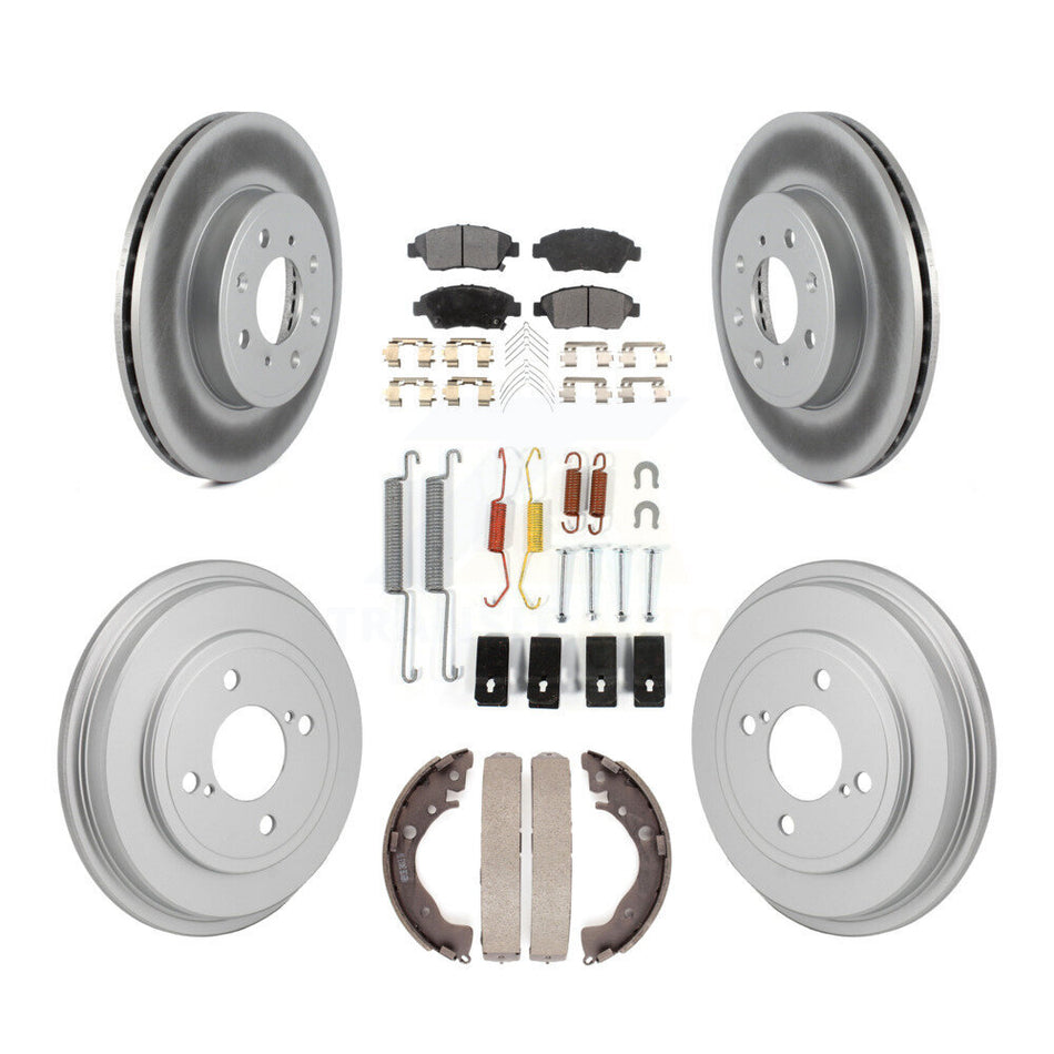 Front Rear Coated Disc Brake Rotor Ceramic Pad And Drum Kit (7Pc) For 2015-2020 Honda Fit KGT-103578