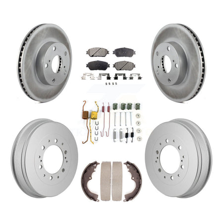 Front Rear Coated Disc Brake Rotors Ceramic Pad Drum Kit (7Pc) For 2015 Toyota Tacoma 4WD KGT-103580