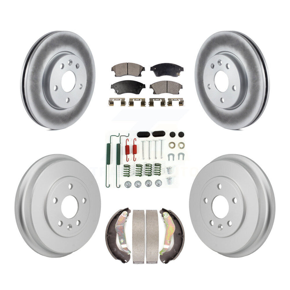 Front Rear Coated Disc Brake Rotors Ceramic Pads And Drum Kit (7Pc) For Chevrolet Sonic KGT-103581
