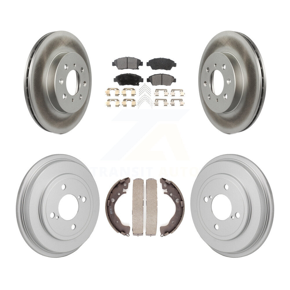 Front Rear Coated Disc Brake Rotors Ceramic Pads And Drum Kit For 2013 Honda Fit DX KGT-103586