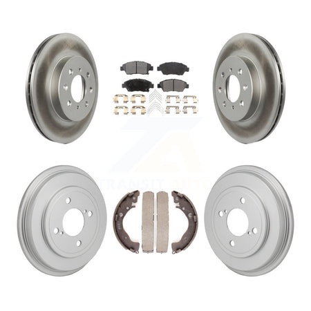 Front Rear Coated Disc Brake Rotors Ceramic Pads And Drum Kit For 2013 Honda Fit DX KGT-103586