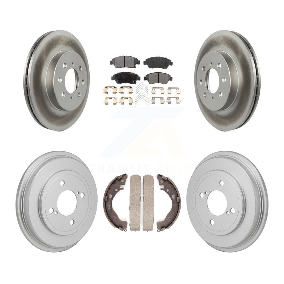 Front Rear Coated Disc Brake Rotors Ceramic Pads And Drum Kit For 2013 Honda Fit DX KGT-103586