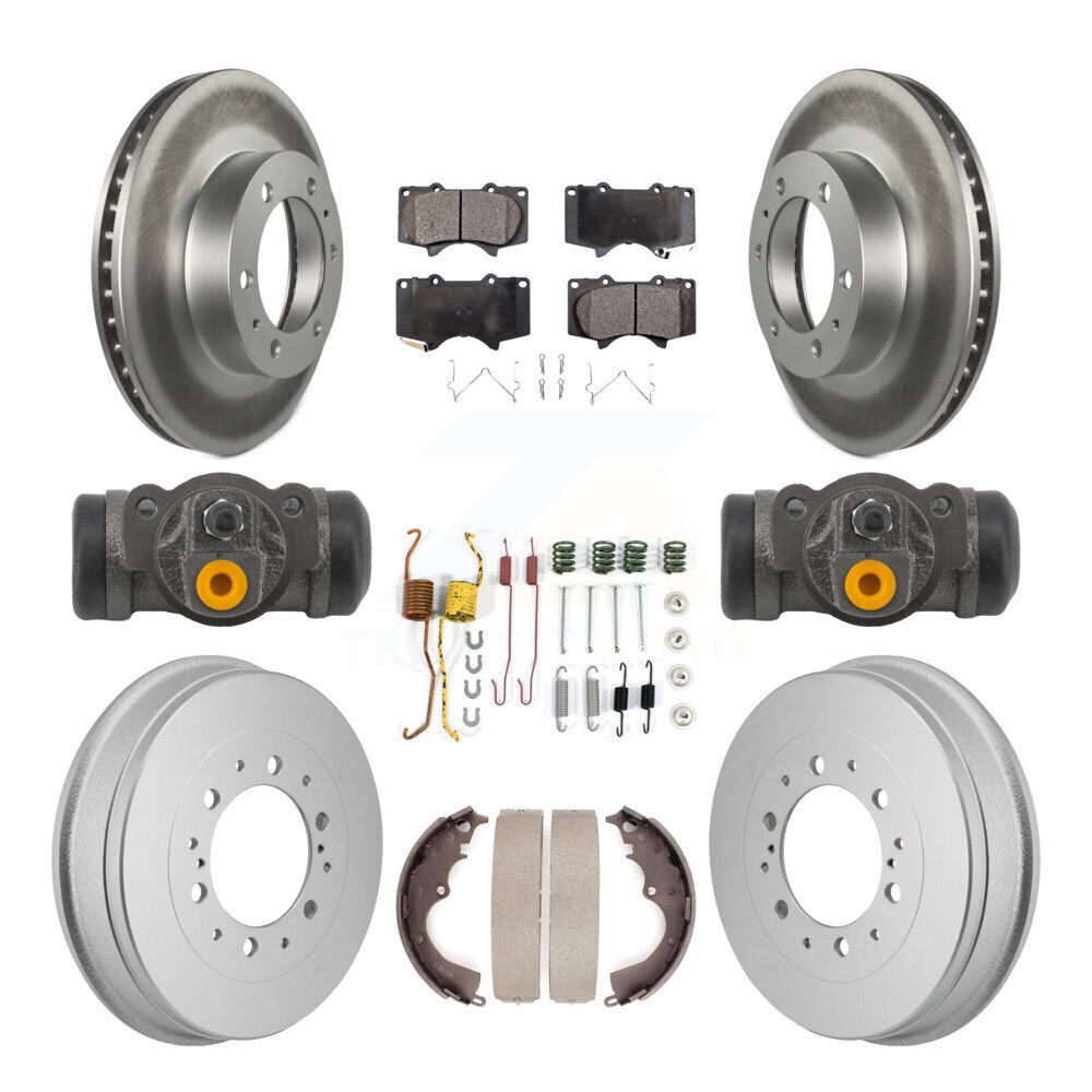 Front Rear Coated Disc Brake Rotors Ceramic Pads And Drum Kit (9Pc) For Toyota Tacoma KGT-103596