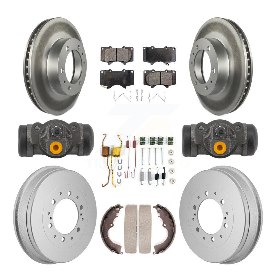 Front Rear Coated Disc Brake Rotors Ceramic Pads And Drum Kit (9Pc) For Toyota Tacoma KGT-103596