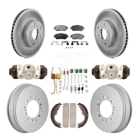 Front Rear Coated Disc Brake Rotors Ceramic Pad Drum Kit (9Pc) For 2015 Toyota Tacoma 4WD KGT-103597