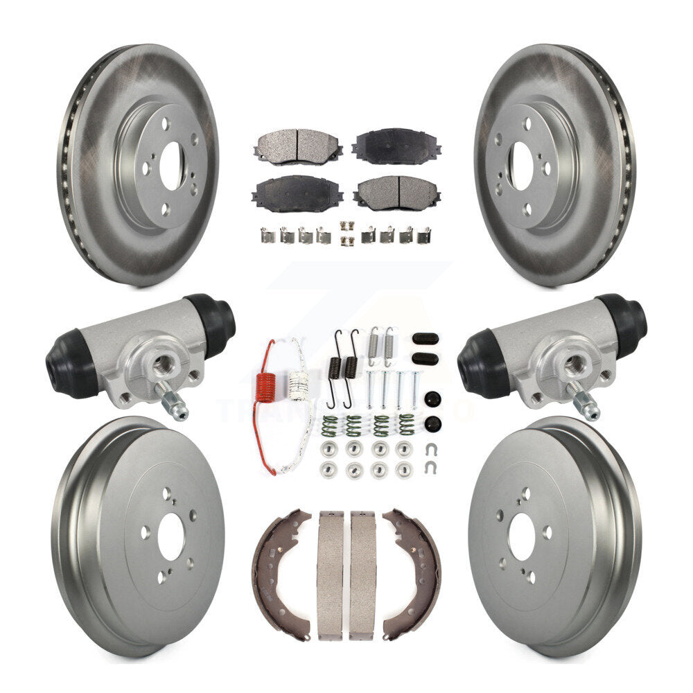 Front Rear Coated Disc Brake Rotors Ceramic Pads And Drum Kit (9Pc) For Toyota Corolla KGT-103598