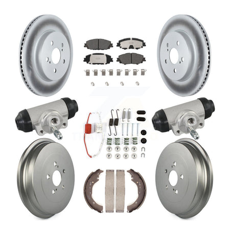 Front Rear Coat Disc Brake Rotors Ceramic Pad Drum Kit (9Pc) For 2019 Toyota Corolla 2.0L KGT-103599