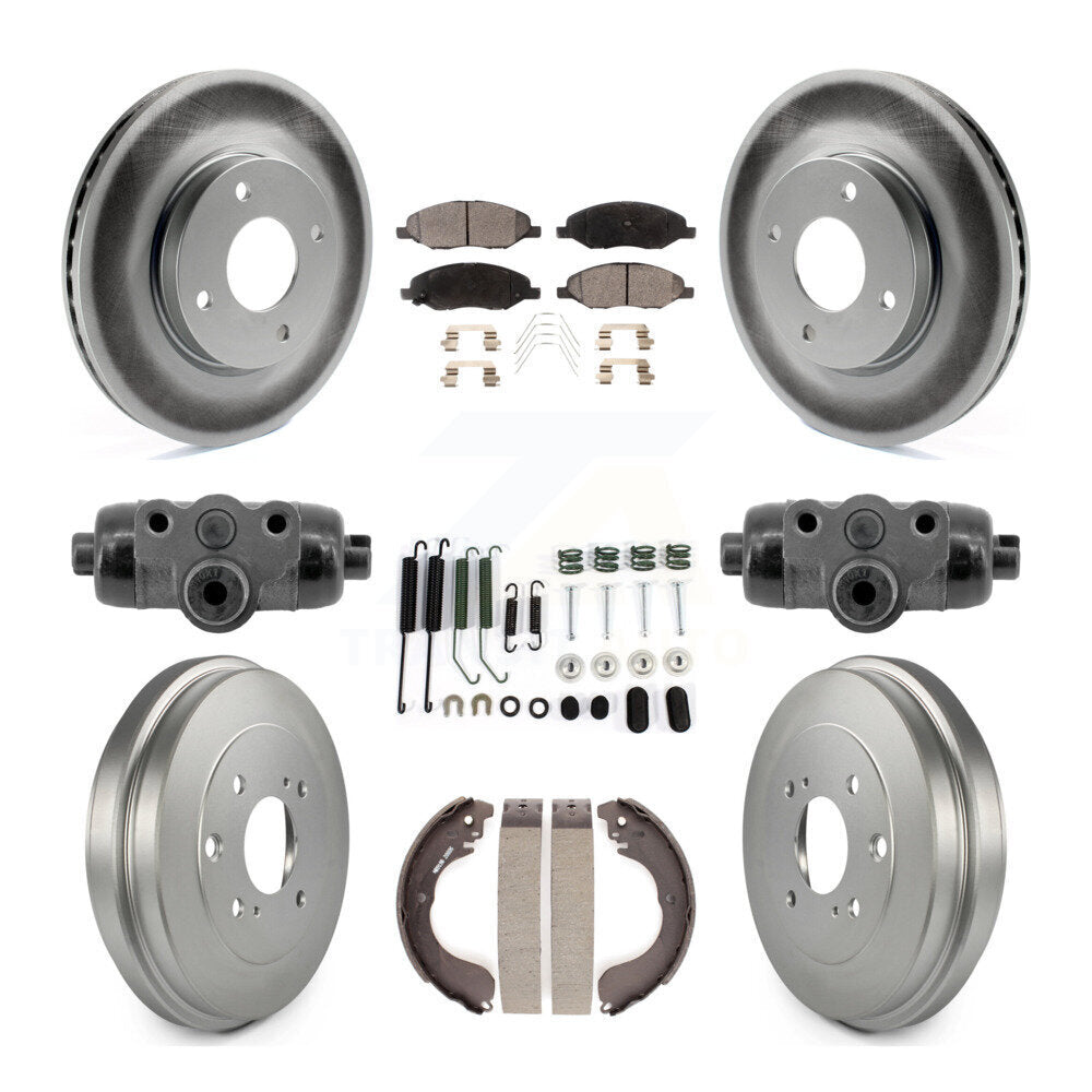 Front Rear Coat Brake Rotors Ceramic Pad Drum Kit (9Pc) For 2008 Nissan Versa 4-Wheel ABS KGT-103600