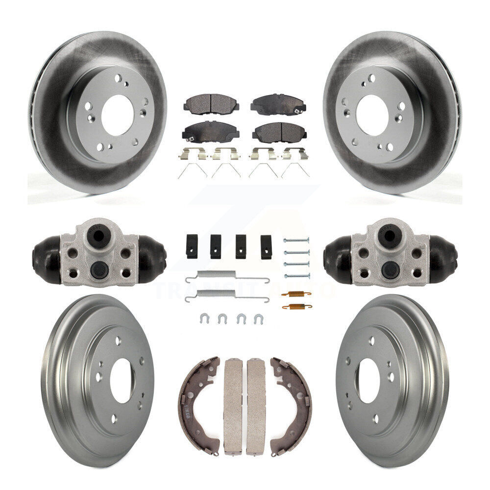 Front Rear Coated Disc Brake Rotors Ceramic Pads And Drum Kit (9Pc) For Honda Civic KGT-103601
