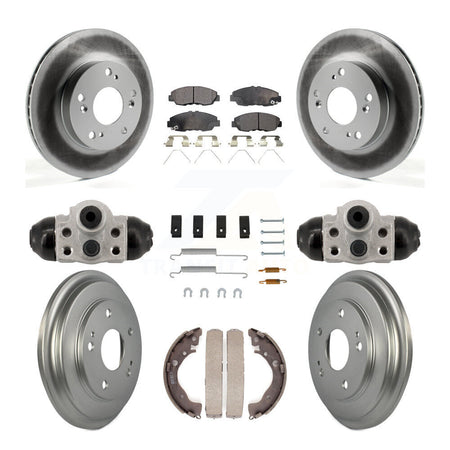 Front Rear Coated Disc Brake Rotors Ceramic Pads And Drum Kit (9Pc) For Honda Civic KGT-103601