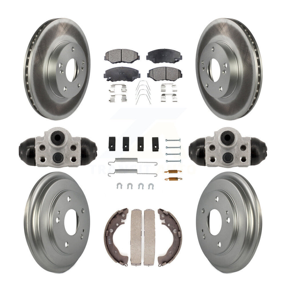 Front Rear Coated Disc Brake Rotors Ceramic Pads And Drum Kit (9Pc) For Honda Civic KGT-103602
