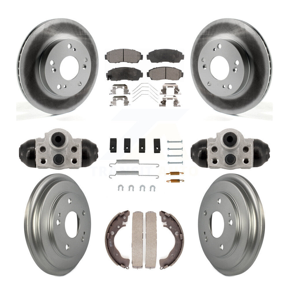 Front Rear Coated Disc Brake Rotors Ceramic Pads And Drum Kit (9Pc) For Honda Civic KGT-103603