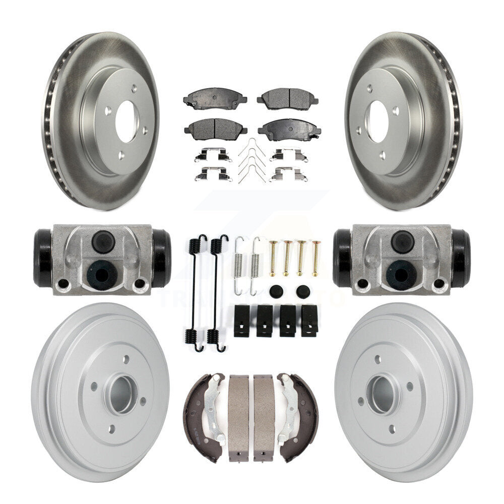 Front Rear Coated Disc Brake Rotor Ceramic Pad Drum Kit (9Pc) For Nissan Micra Versa Note KGT-103604