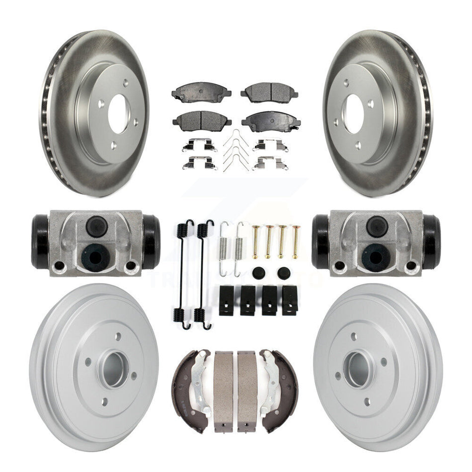 Front Rear Coated Disc Brake Rotor Ceramic Pad Drum Kit (9Pc) For Nissan Micra Versa Note KGT-103604