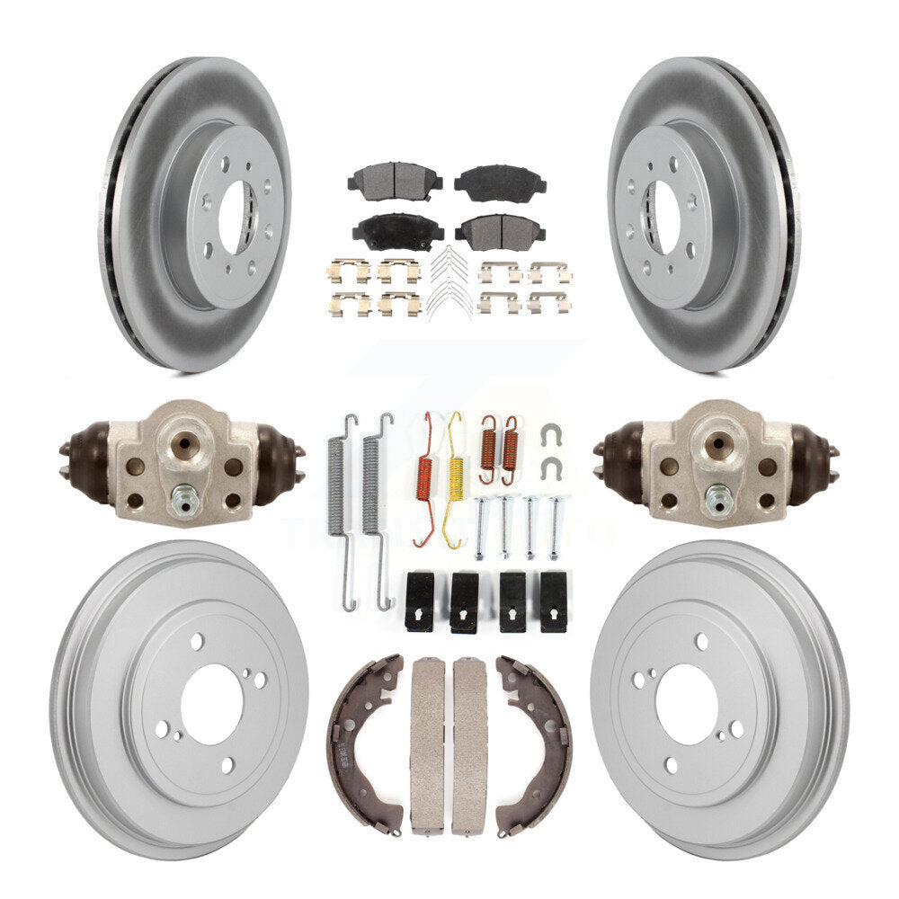 Front Rear Coated Disc Brake Rotor Ceramic Pad And Drum Kit (9Pc) For 2015-2019 Honda Fit KGT-103607
