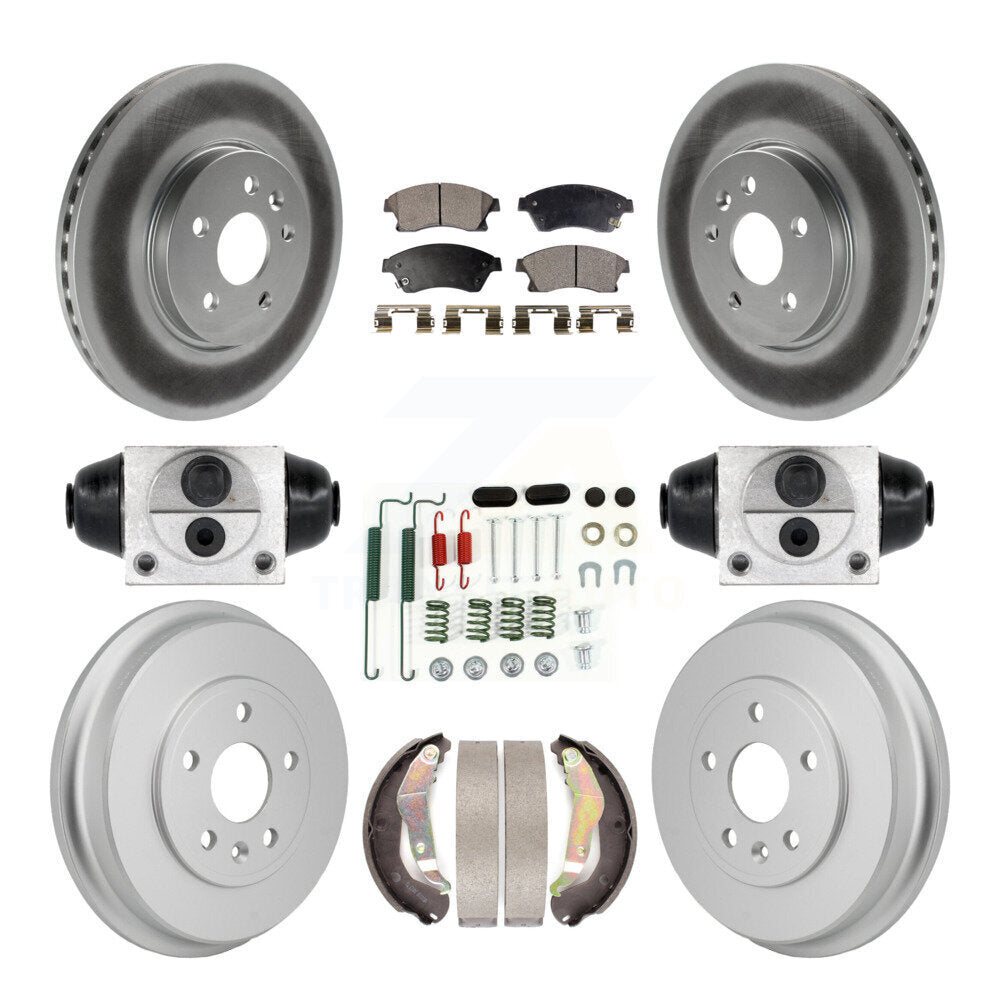 Front Rear Coated Brake Rotor Ceramic Pad Drum Kit (9Pc) For 2013-2014 Chevrolet Sonic RS KGT-103609