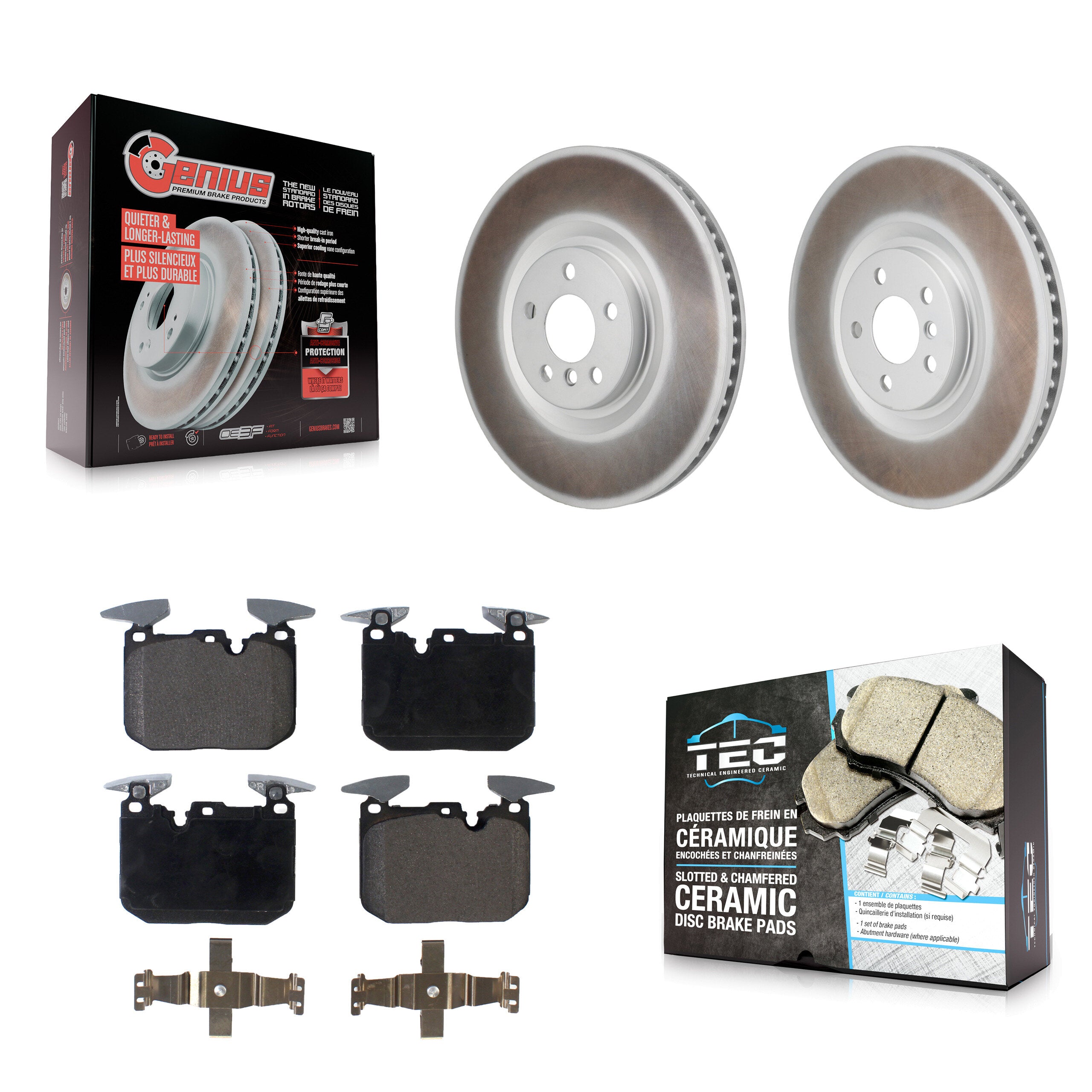 Front Coated Disc Brake Rotor & Ceramic Pad Kit For 2021 Mini Cooper John Works GP KGT-103616