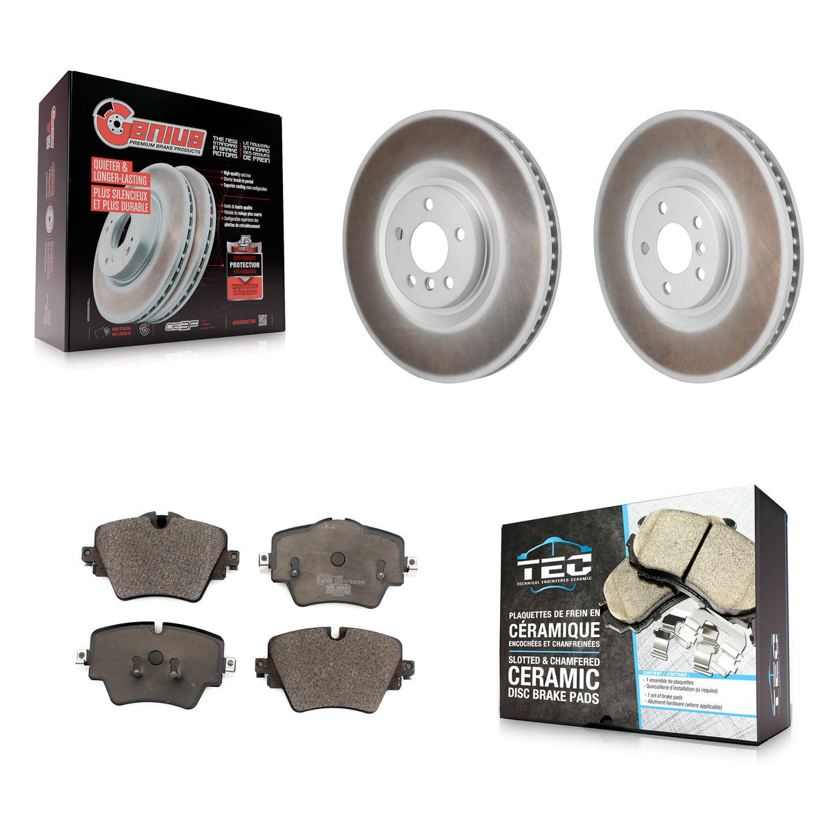 Front Coat Brake Rotor Ceramic Pad Kit For BMW 228i Gran Coupe With Blue Painted Calipers KGT-103617