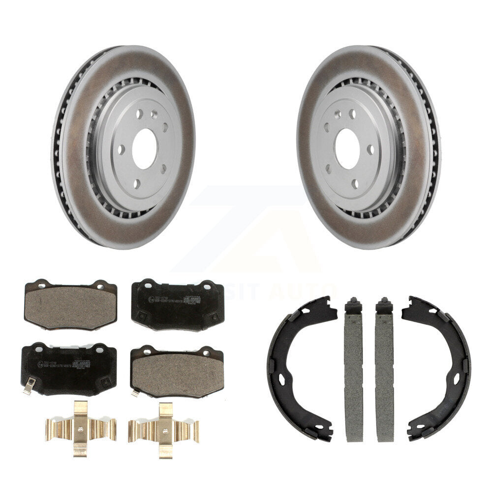 Rear Disc Coated Rotors Ceramic Pads Parking Shoes Kit For Chevrolet Camaro Cadillac ATS KGT-103619