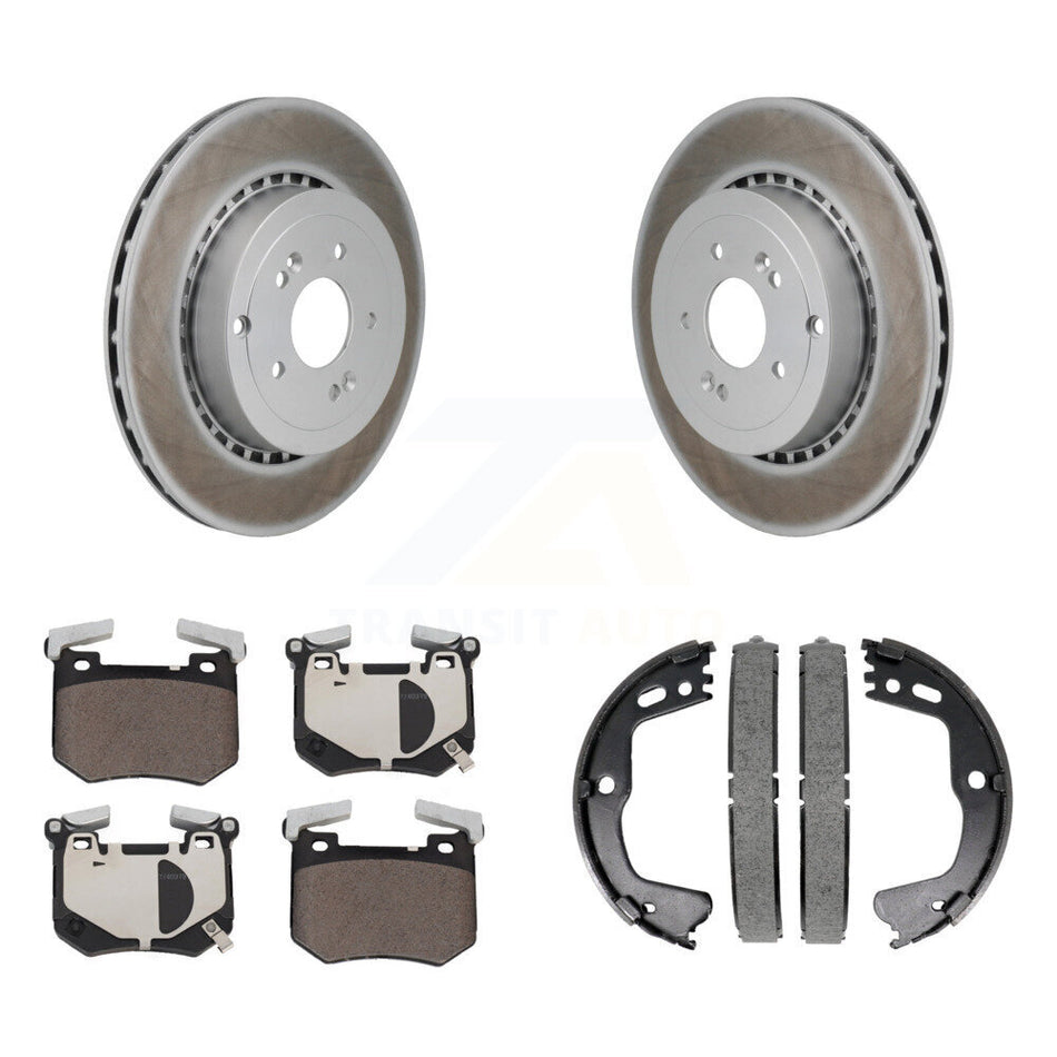 Rear Disc Coated Rotors Ceramic Pads Parking Brake Shoes Kit For Kia Stinger Genesis G70 KGT-103625